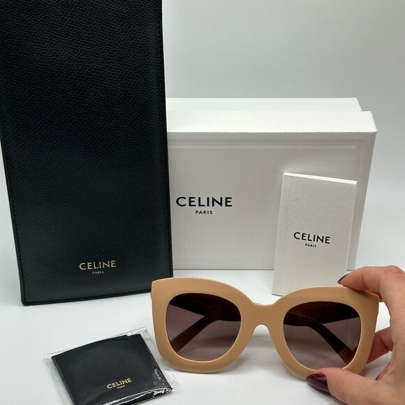 NEW CELINE Sunglasses CL4005FN 4957Z Beige/Violet Gradient Women - Picture 10 of 11